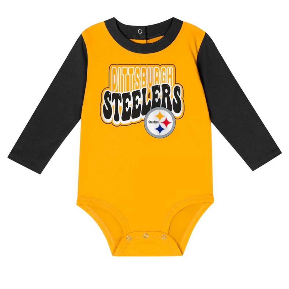 Pittsburgh Steelers NWT🏷️ Infant👶🏼Double Up Long Sleeve Bodysuit Sz 18M